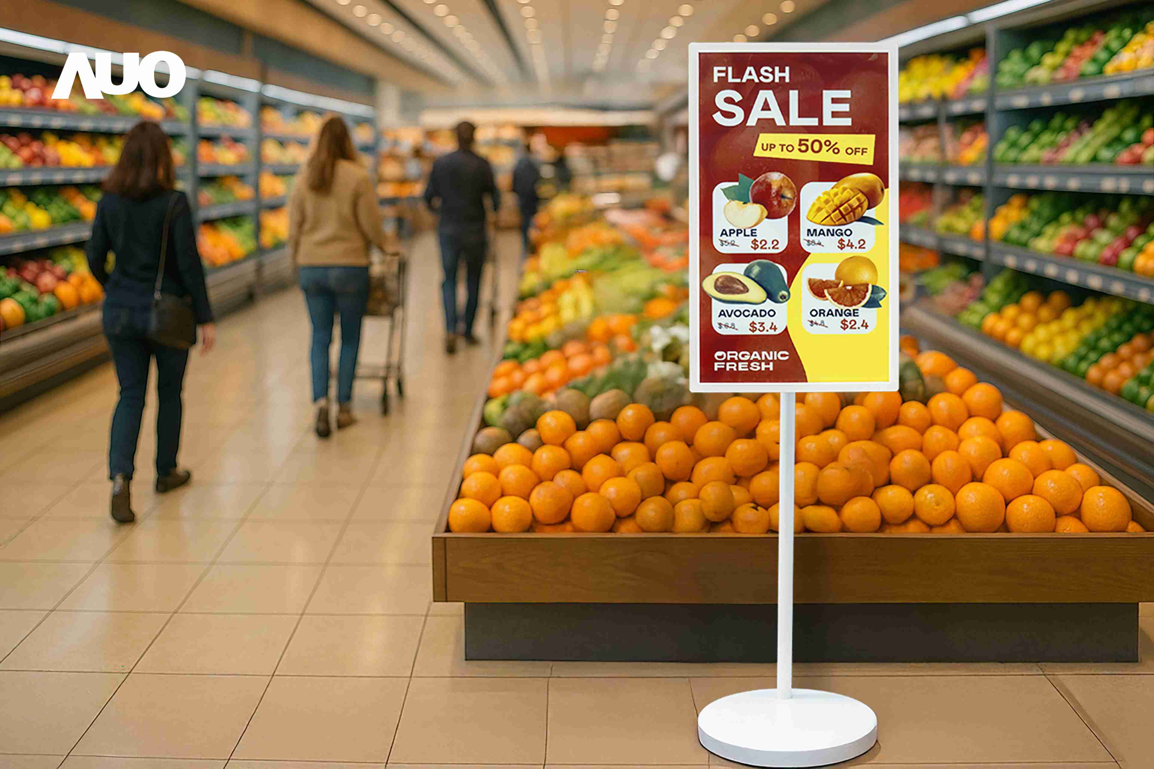 达擎首亮相低功耗、、、、全彩的〝aecoPost电子纸解决方案〞，，，仅在更新画面时需要微量的电力驱动，，，无需布建电线的便捷设计，，，使其可灵活应用、、随意置放，，并可透过云端或行动装置app，，，，轻松管理及排程广告内容，，晋升店头营销利器。。。。